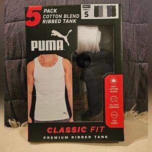 Puma Classic Fit Ribbed Tank 4-Pack - Black and White